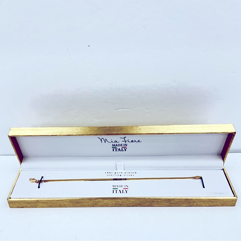 MÍA FIORE💯, STERLING SILVER BRACELET, 18KT GOLD PLATED, 7 INCHES, MADE IN ITALY